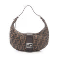 Fendi Shoulder Bag Zucca Brown Black Canvas Leather Handle