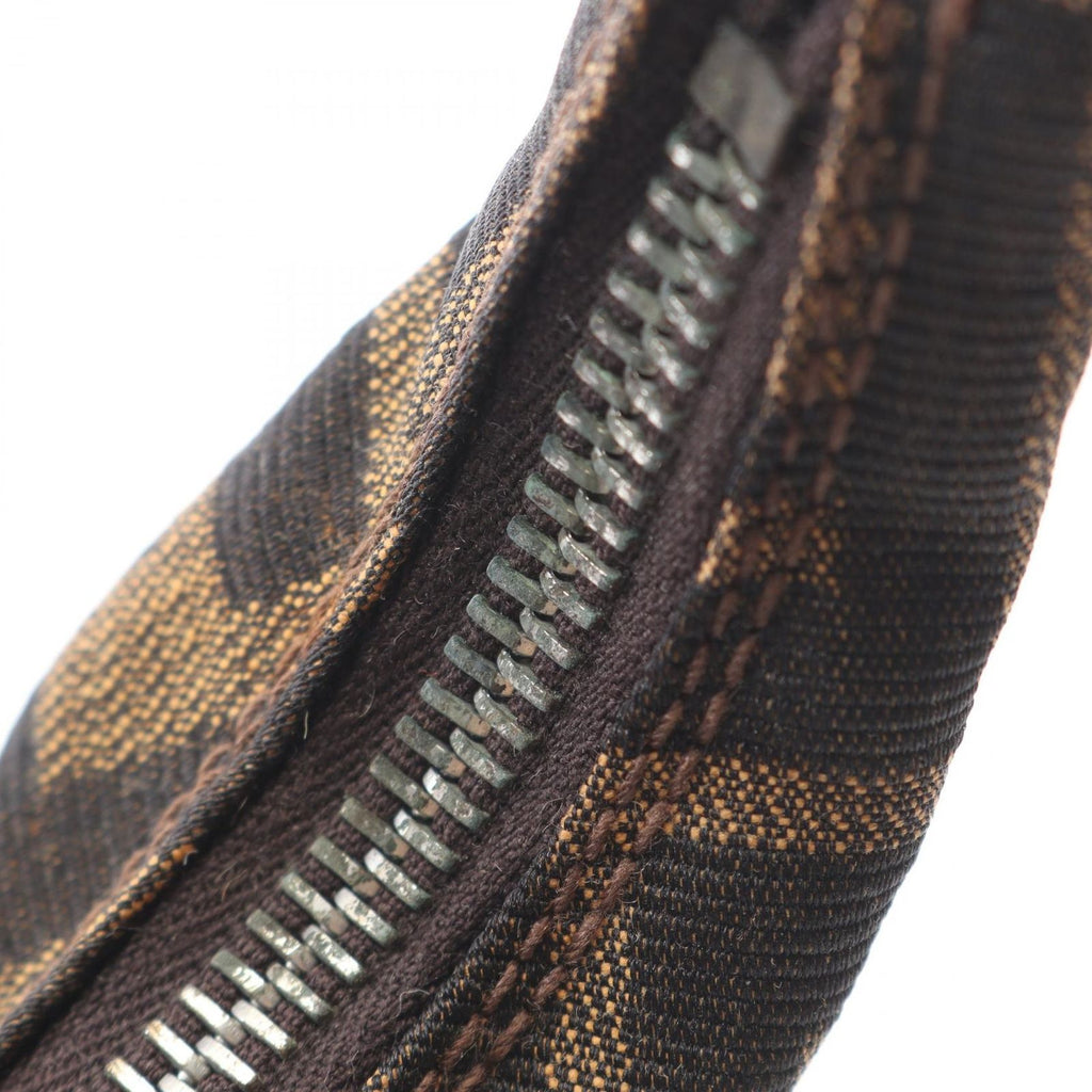 Fendi Shoulder Bag Zucca Brown Black Canvas Leather Handle — view 6