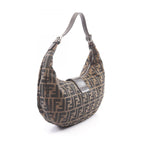 Fendi Shoulder Bag Zucca Brown Black Canvas Leather Handle — view 2