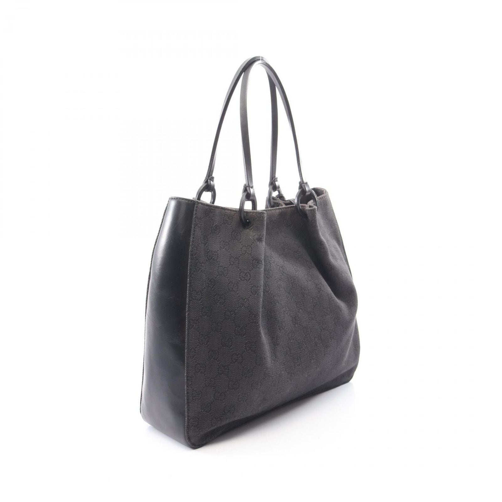 Gucci Tote Bag GG Pattern Black Canvas Leather — view 2