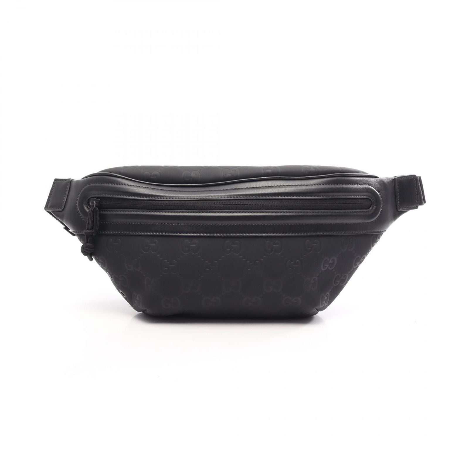 Gucci Waist Bag GG Rubber Cross Black Leather