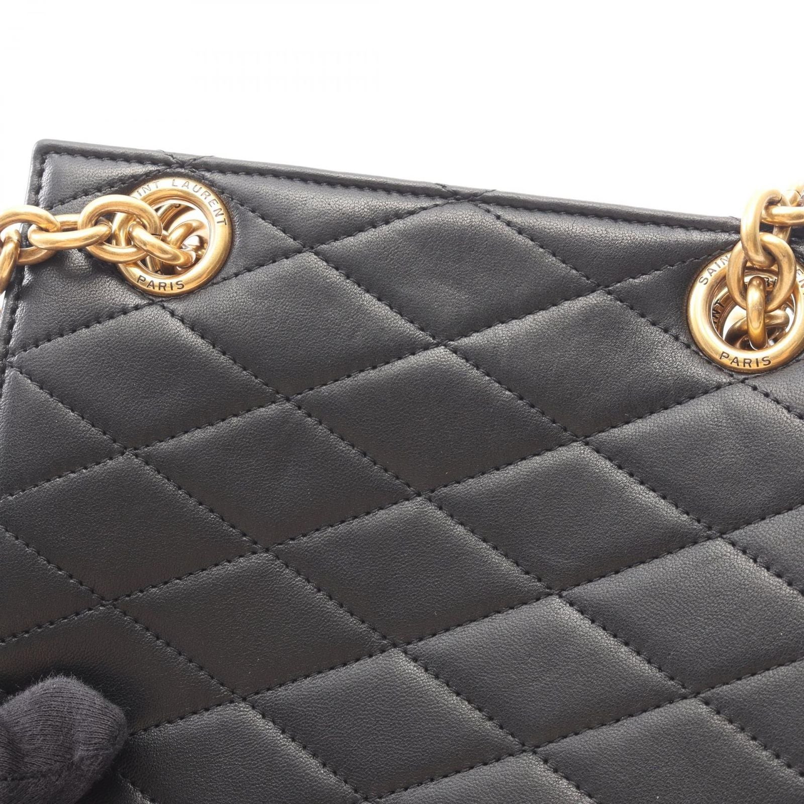 Saint Laurent Paris Tote le Maill Black Leather le Quilted Chain Shoulder Bag — view 8