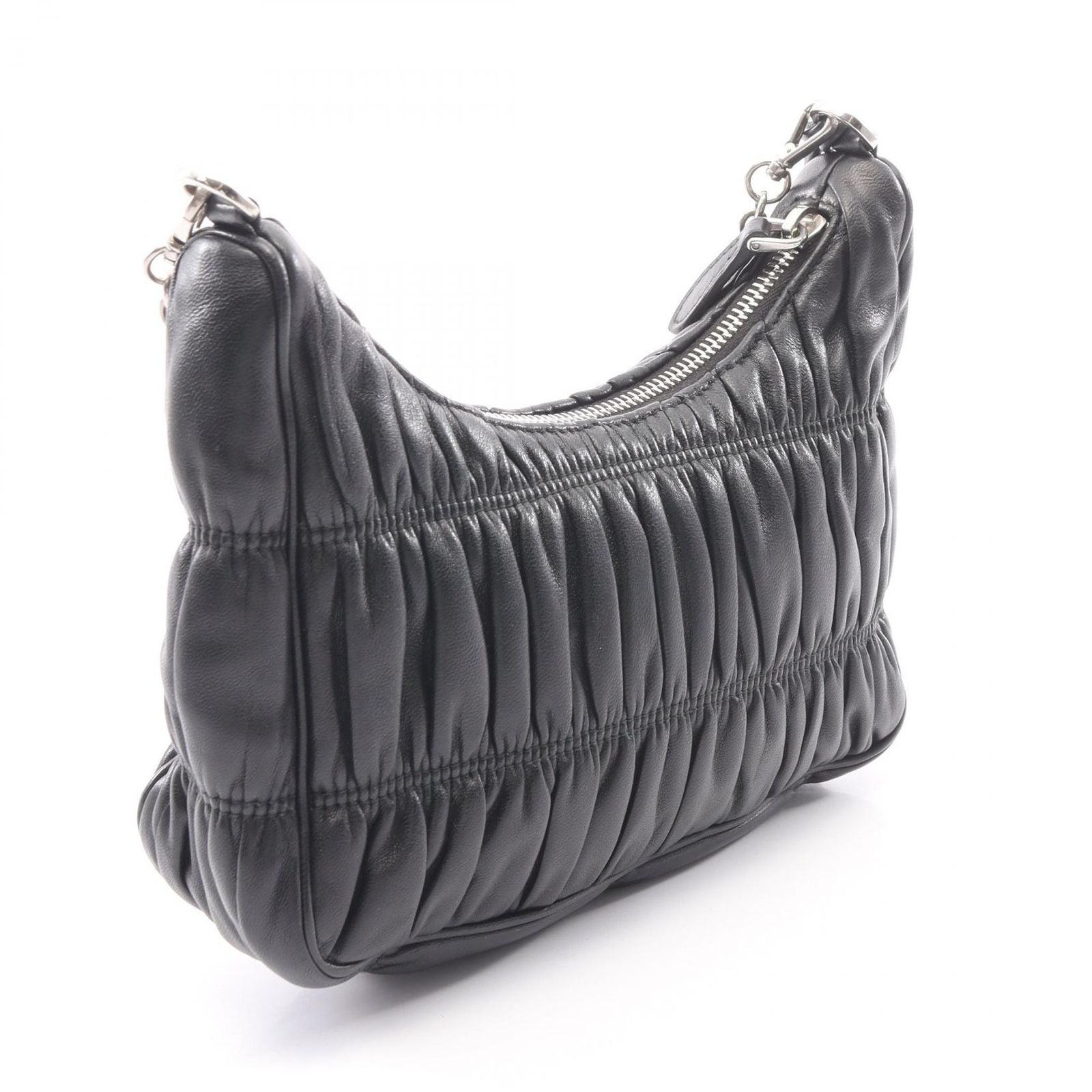 Prada Shoulder Bag Re Edition 2-Way Black Leather Re Gathered — view 2
