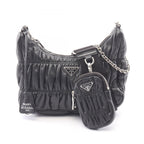 Prada Shoulder Bag Re Edition 2-Way Black Leather Re Gathered