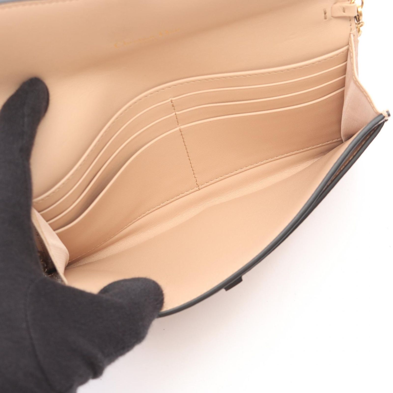 Dior Shoulder Bag Saddle Wallet Oblique Jacquard Pink Beige Leather Chain — view 3