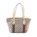 Gucci Tote Bag GG Canvas Sherry Line Beige White Multi