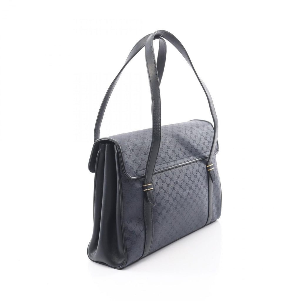 Gucci Vintage Micro GG Plus Navy Canvas Leather Supreme Handbag — view 2