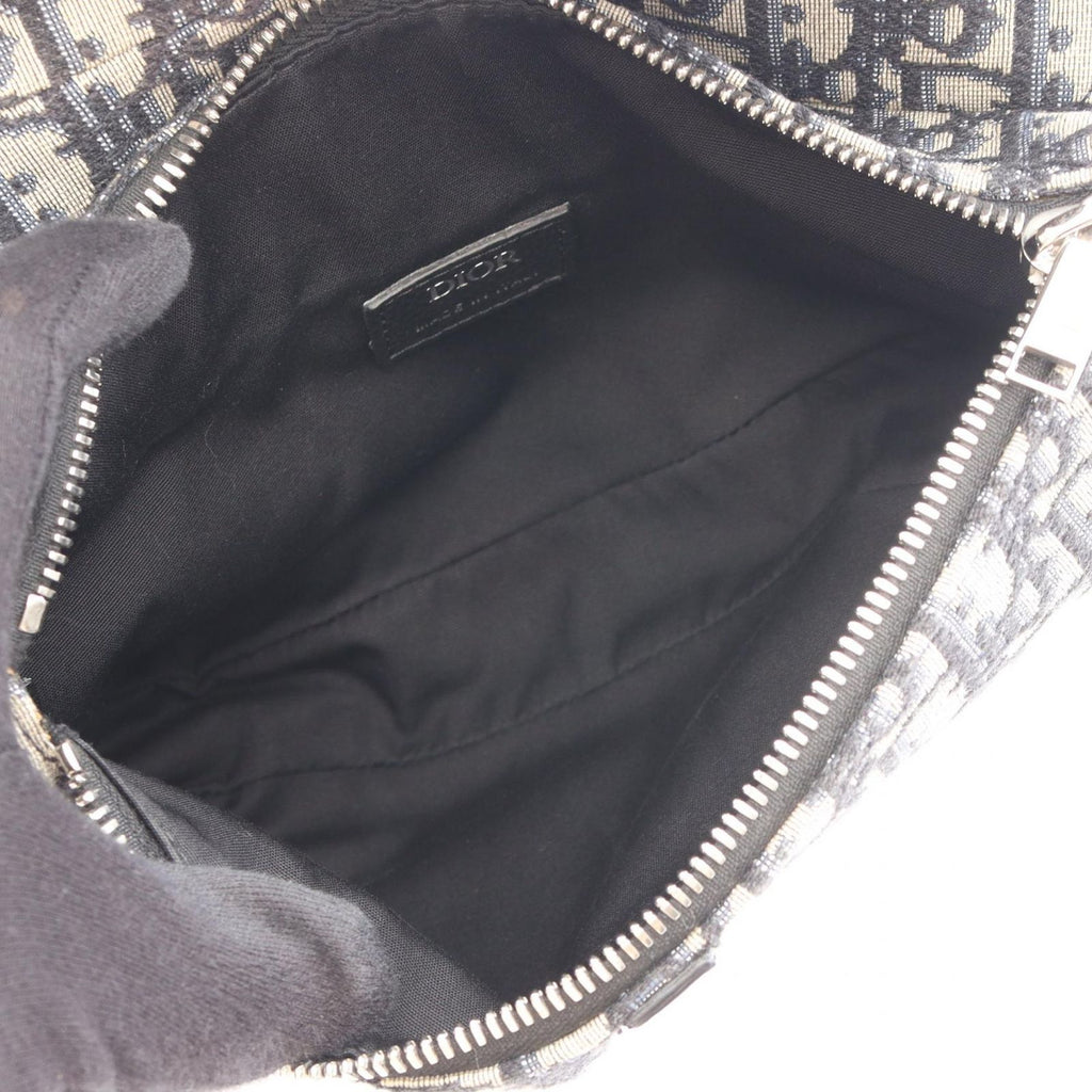 Dior Waist Bag Saddle Oblique Jacquard Navy Ivory Black Canvas — view 3
