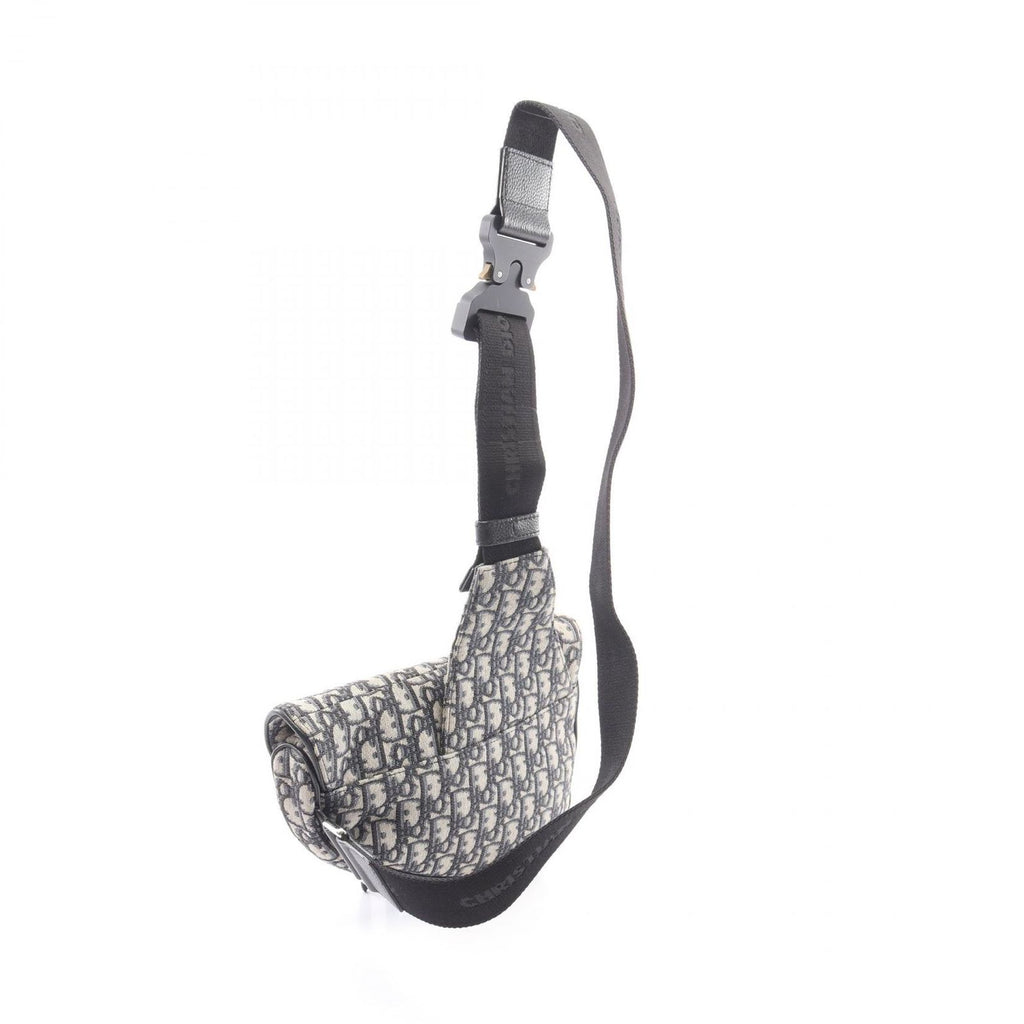 Dior Waist Bag Saddle Oblique Jacquard Navy Ivory Black Canvas — view 2
