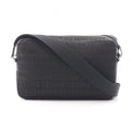 Celine Shoulder Bag Logo Embroidery All Over Pattern Black Canvas Leather