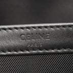 Celine Shoulder Bag Logo Embroidery All Over Pattern Black Canvas Leather — view 4
