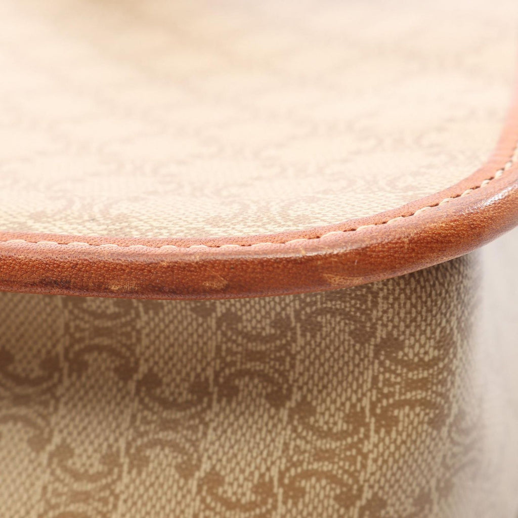 Celine Shoulder Bag Macadam Beige Camel Canvas Leather — view 8