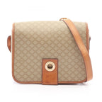 Celine Shoulder Bag Macadam Beige Camel Canvas Leather