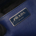 Prada Tote Bag Triangle Logo Blue Saffiano Leather — view 4