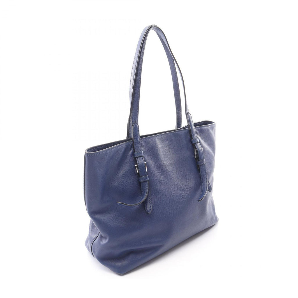 Prada Tote Bag Triangle Logo Blue Saffiano Leather — view 2