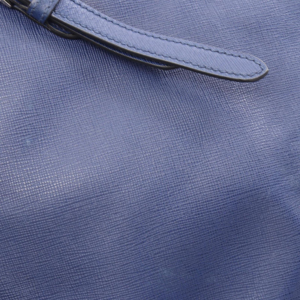 Prada Tote Bag Triangle Logo Blue Saffiano Leather — view 6