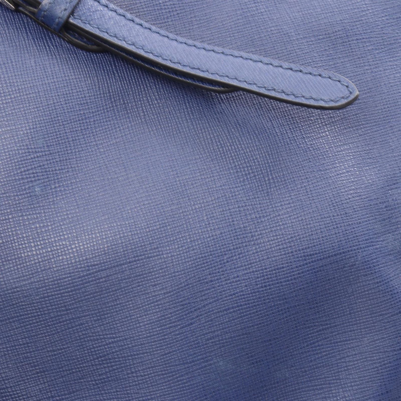 Prada Tote Bag Triangle Logo Blue Saffiano Leather — view 6