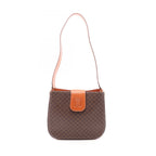 Celine Shoulder Bag Macadam Bag Brown Dark Canvas Leather