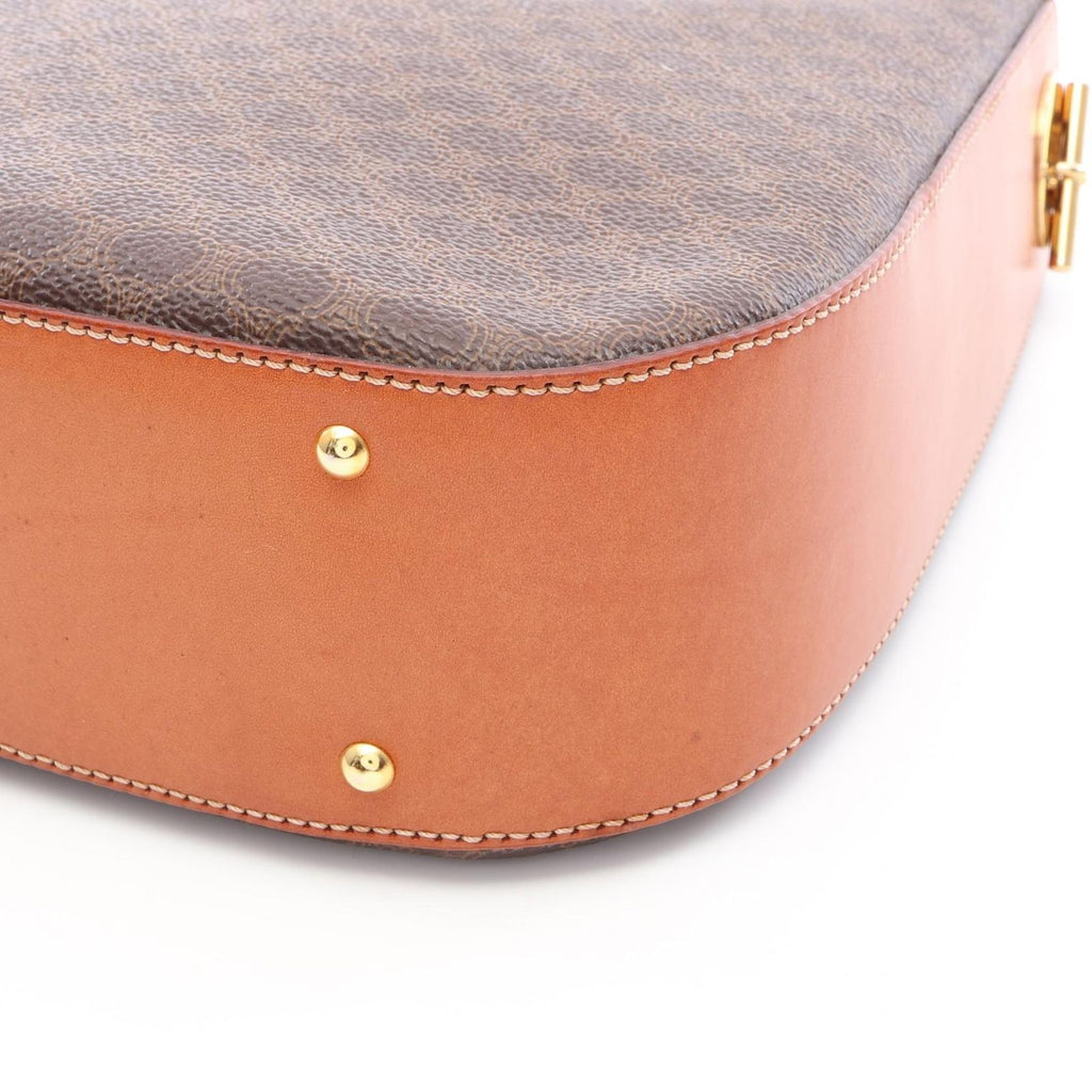 Celine Shoulder Bag Macadam Bag Brown Dark Canvas Leather — view 6