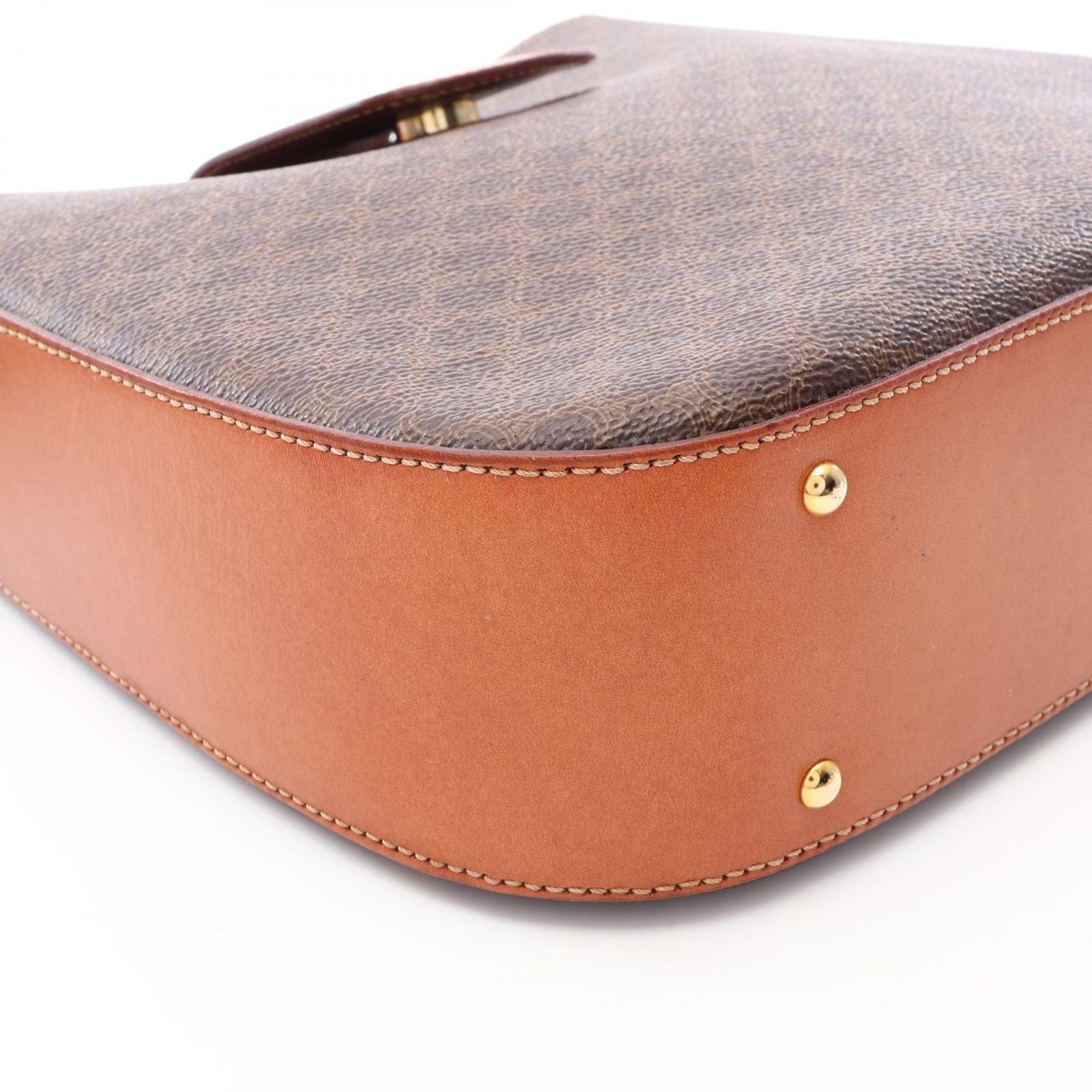 Celine Shoulder Bag Macadam Bag Brown Dark Canvas Leather — view 5