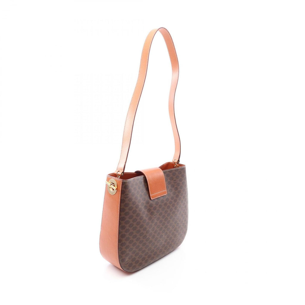 Celine Shoulder Bag Macadam Bag Brown Dark Canvas Leather — view 2
