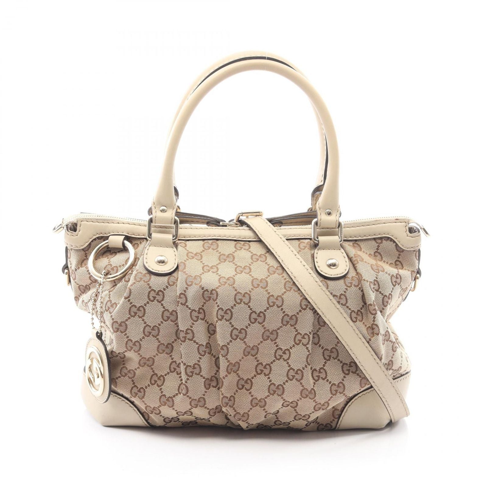 Gucci Sookie GG Canvas 2-Way Beige Brown Ivory Tote Bag