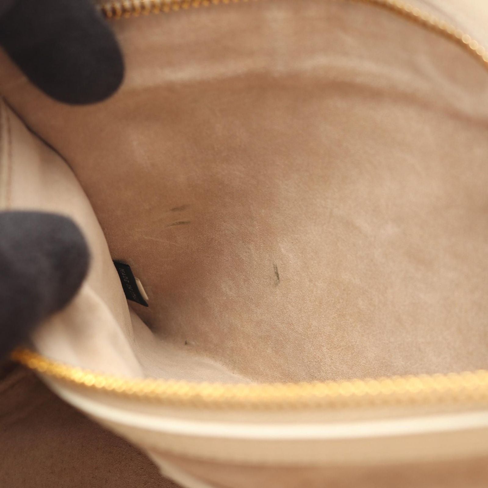 Prada Shoulder Bag Vitello Shine Ivory Beige Leather Chain — view 5