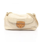 Prada Shoulder Bag Vitello Shine Ivory Beige Leather Chain