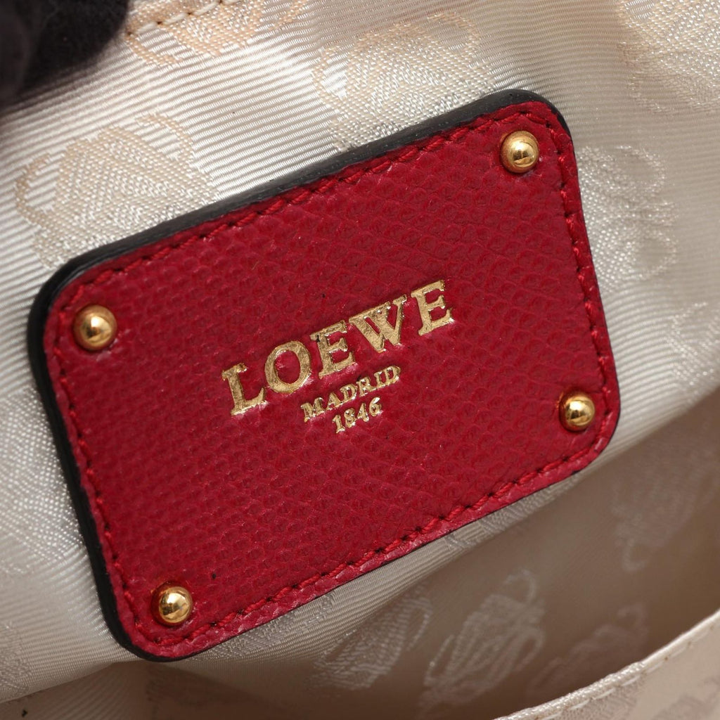 Loewe Boston Bag Amazona 50 Indico Blue Burgundy Denim Leather — view 4