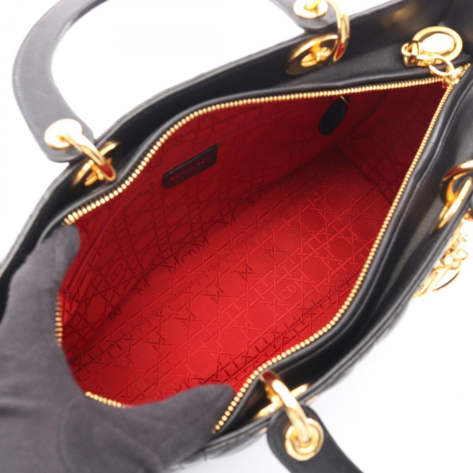 Dior Lady Dior Large Cannage 2-Way Black Leather Lady Dior Tote Bag — view 3