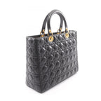 Dior Lady Dior Large Cannage 2-Way Black Leather Lady Dior Tote Bag — view 2