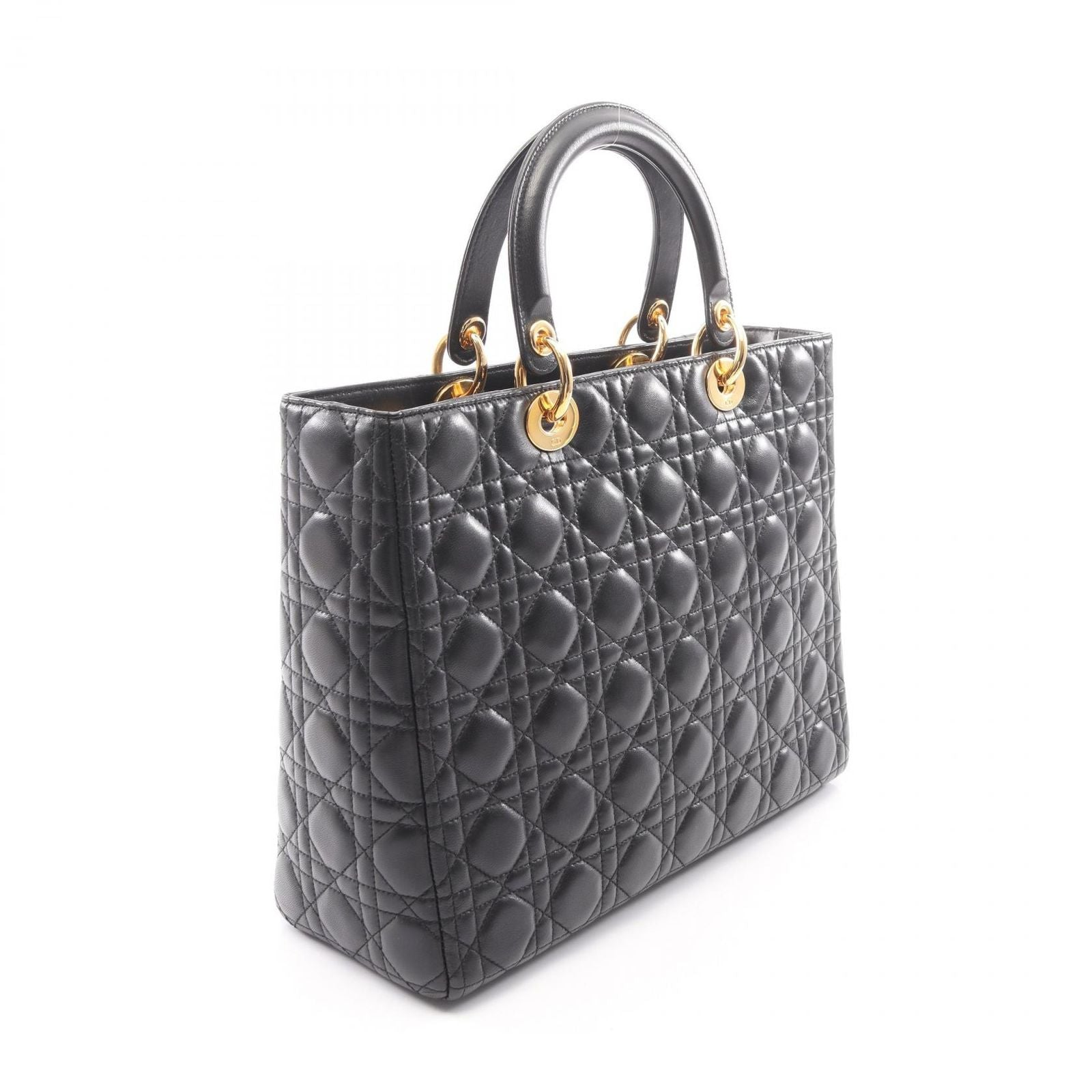 Dior Lady Dior Large Cannage 2-Way Black Leather Lady Dior Tote Bag — view 2
