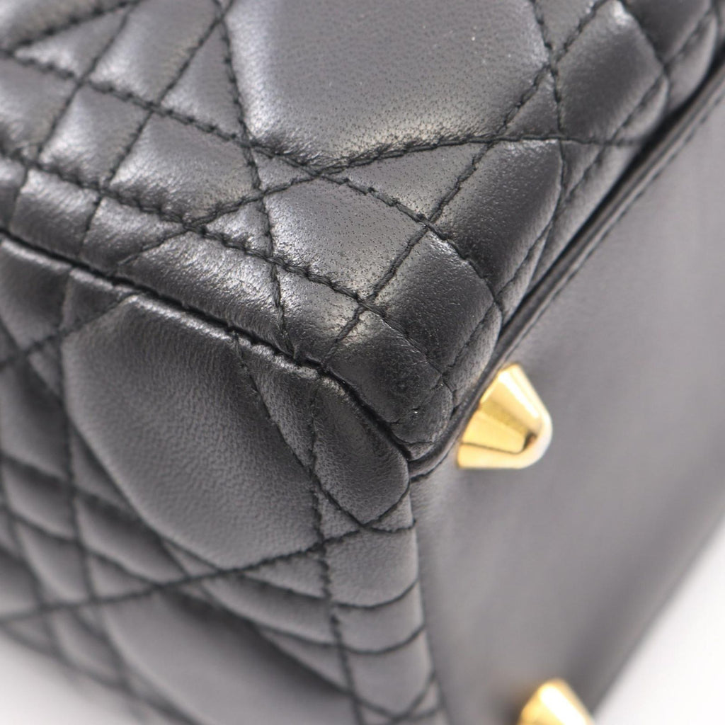 Dior Lady Dior Large Cannage 2-Way Black Leather Lady Dior Tote Bag — view 6