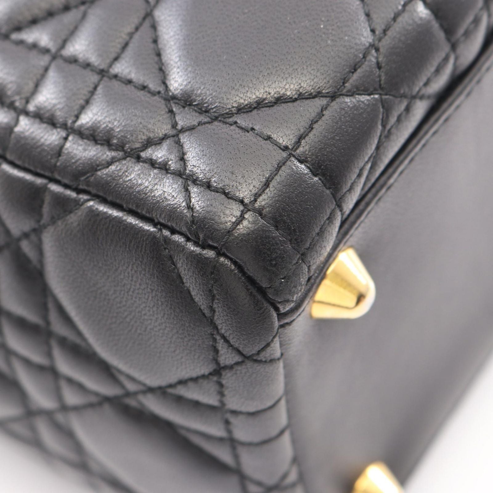Dior Lady Dior Large Cannage 2-Way Black Leather Lady Dior Tote Bag — view 6