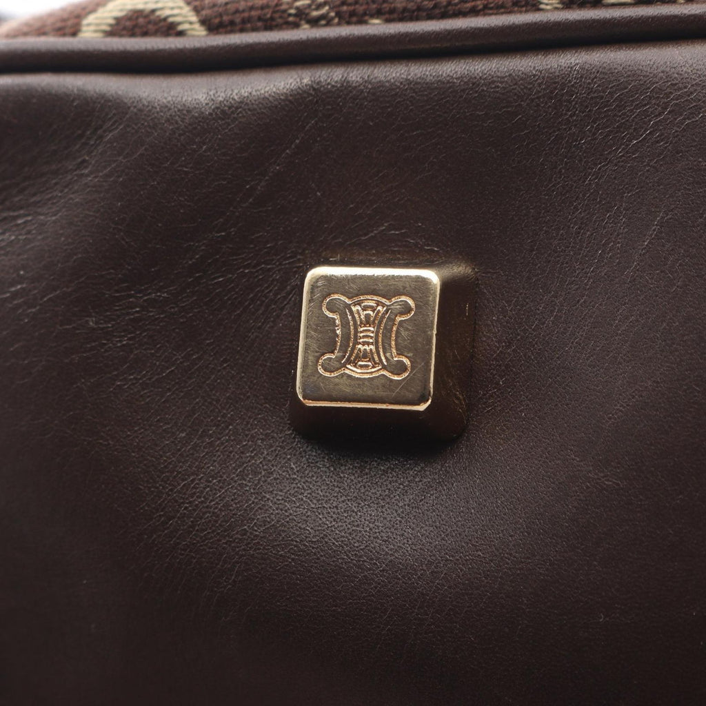 Celine Shoulder Bag C Macadam Dark Brown Ivory Canvas Leather C Mini — view 6