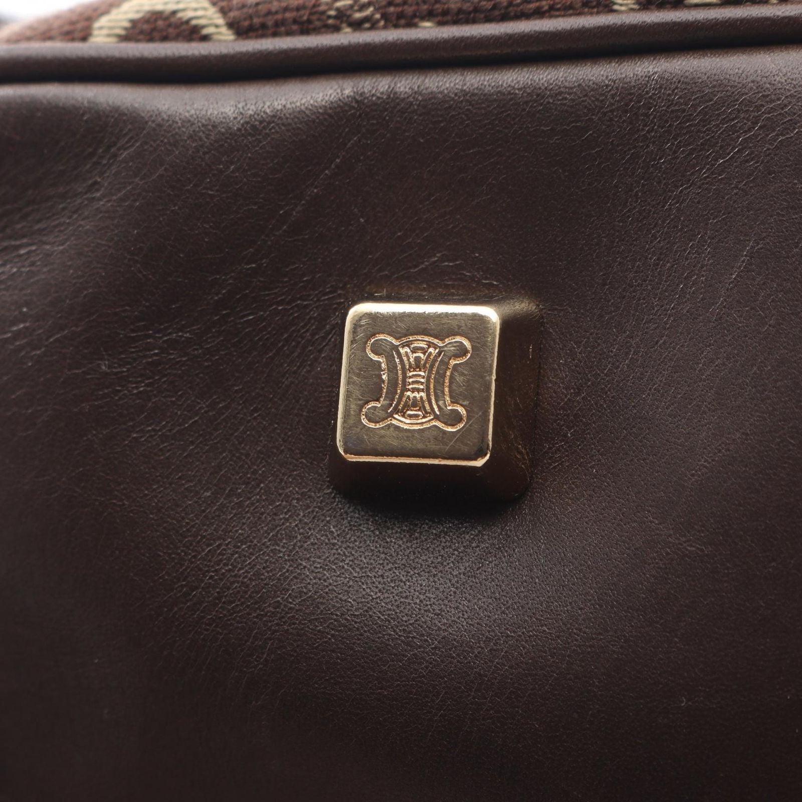 Celine Shoulder Bag C Macadam Dark Brown Ivory Canvas Leather C Mini — view 6