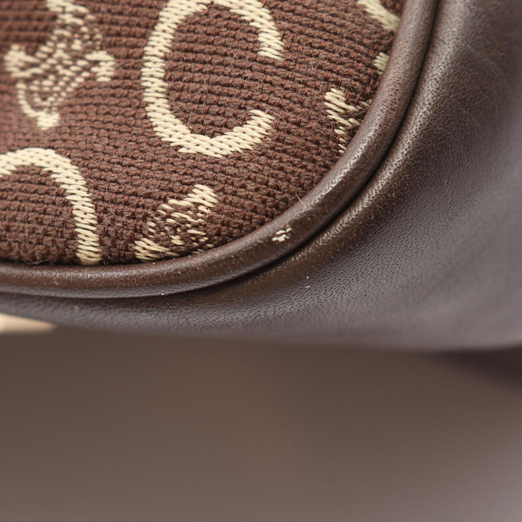 Celine Shoulder Bag C Macadam Dark Brown Ivory Canvas Leather C Mini — view 7