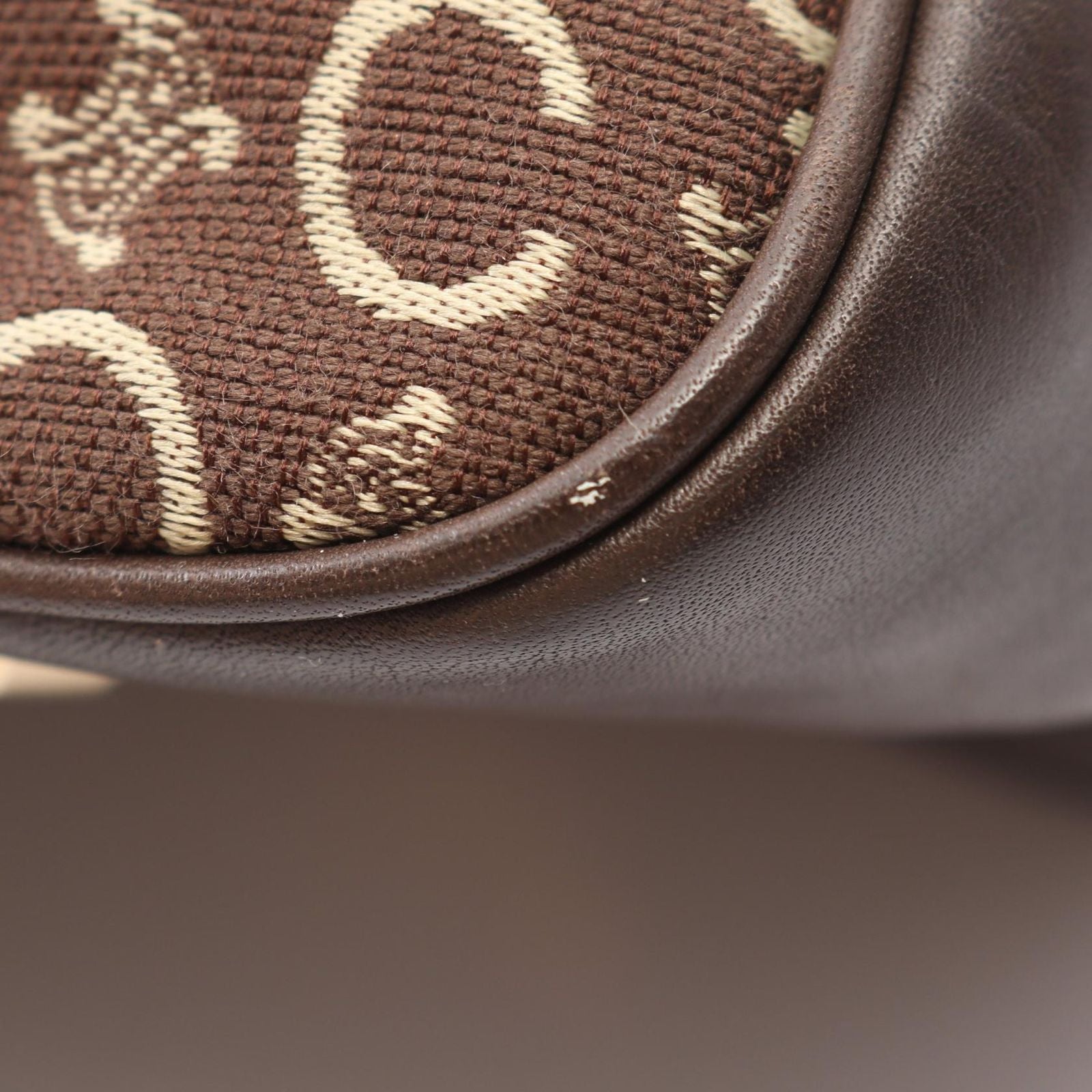 Celine Shoulder Bag C Macadam Dark Brown Ivory Canvas Leather C Mini — view 7