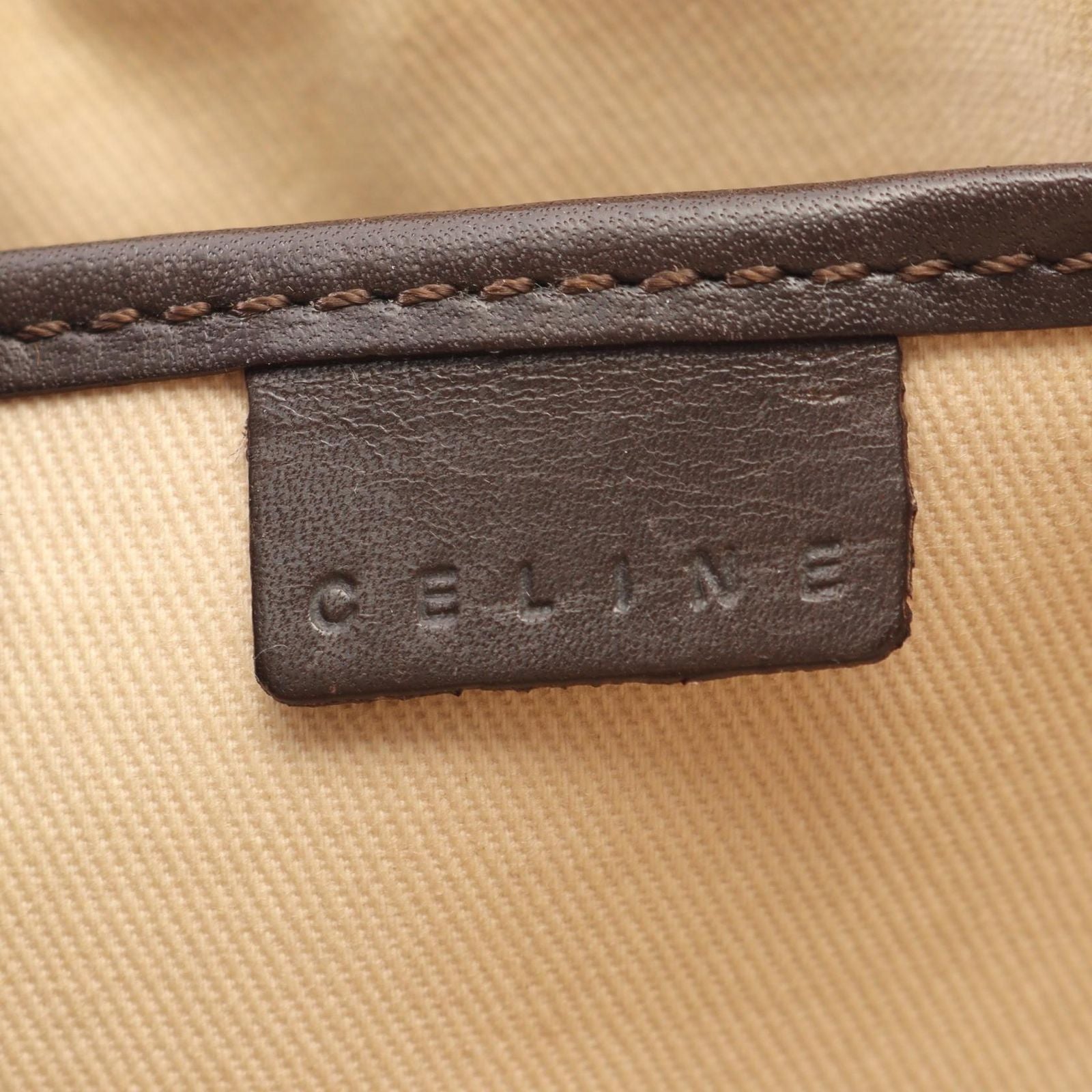 Celine Shoulder Bag C Macadam Dark Brown Ivory Canvas Leather C Mini — view 4
