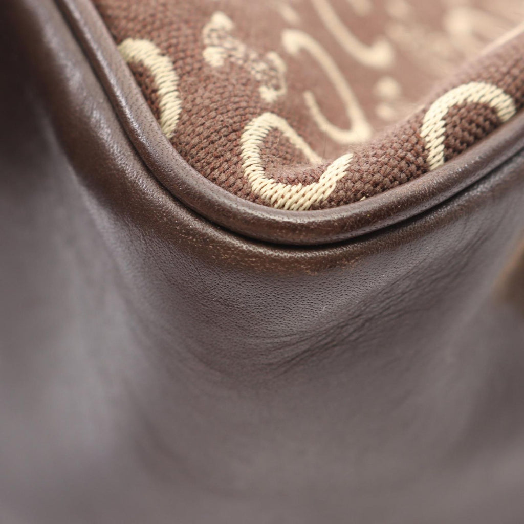 Celine Shoulder Bag C Macadam Dark Brown Ivory Canvas Leather C Mini — view 8