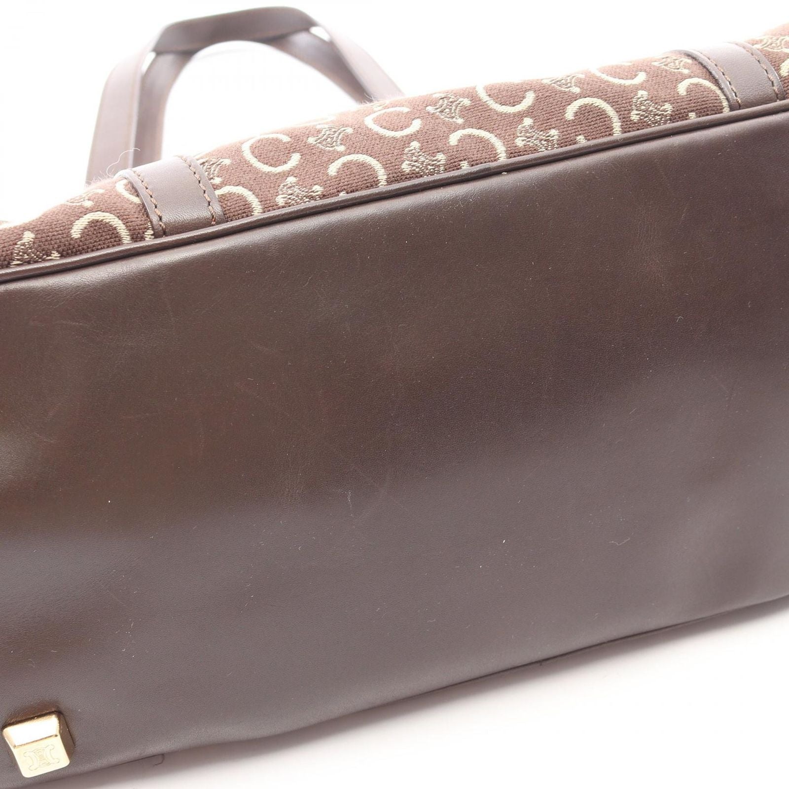Celine Shoulder Bag C Macadam Dark Brown Ivory Canvas Leather C Mini — view 5