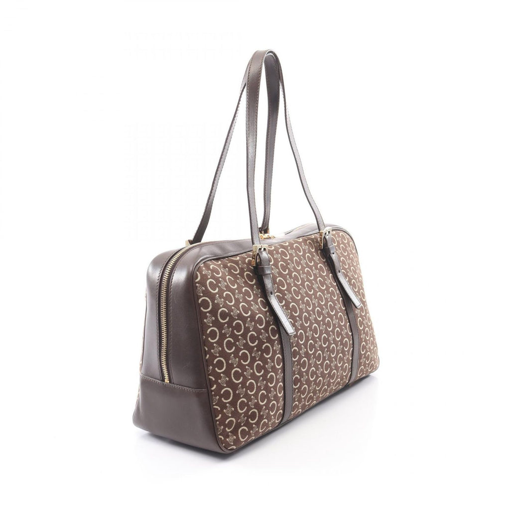Celine Shoulder Bag C Macadam Dark Brown Ivory Canvas Leather C Mini — view 2