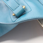 Saint Laurent Muse to Turquoise Blue Leather Canvas Large Handbag — view 7