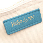 Saint Laurent Muse to Turquoise Blue Leather Canvas Large Handbag — view 4