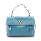 Saint Laurent Muse to Turquoise Blue Leather Canvas Large Handbag