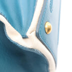 Saint Laurent Muse to Turquoise Blue Leather Canvas Large Handbag — view 5