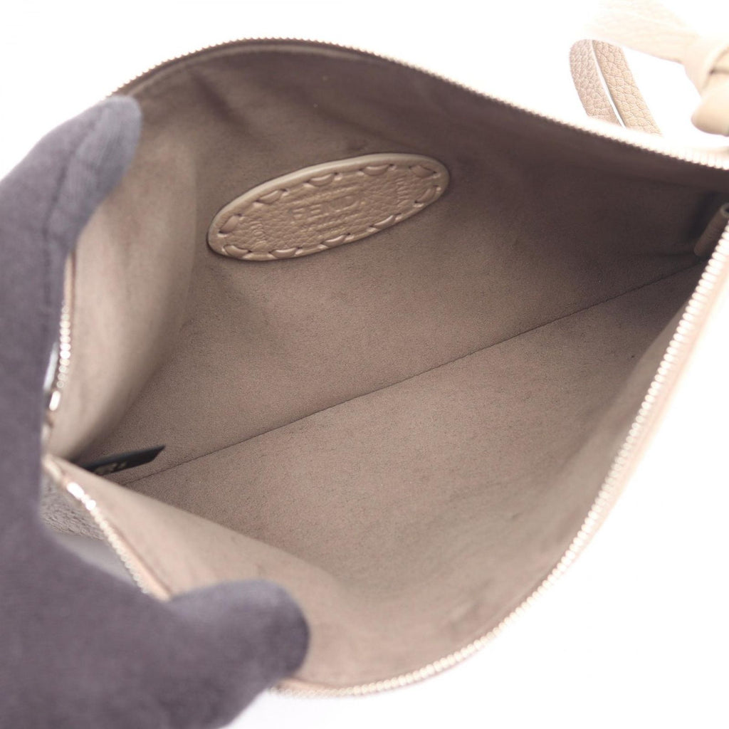 Fendi Clutch Selleria with Hand Strap Gray Leather Flat Pouch — view 3