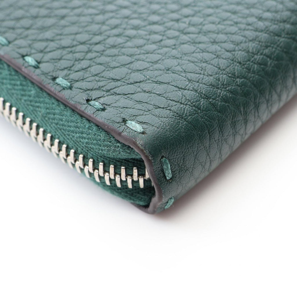 Fendi Round Length Wallet Selleria Green Leather — view 7