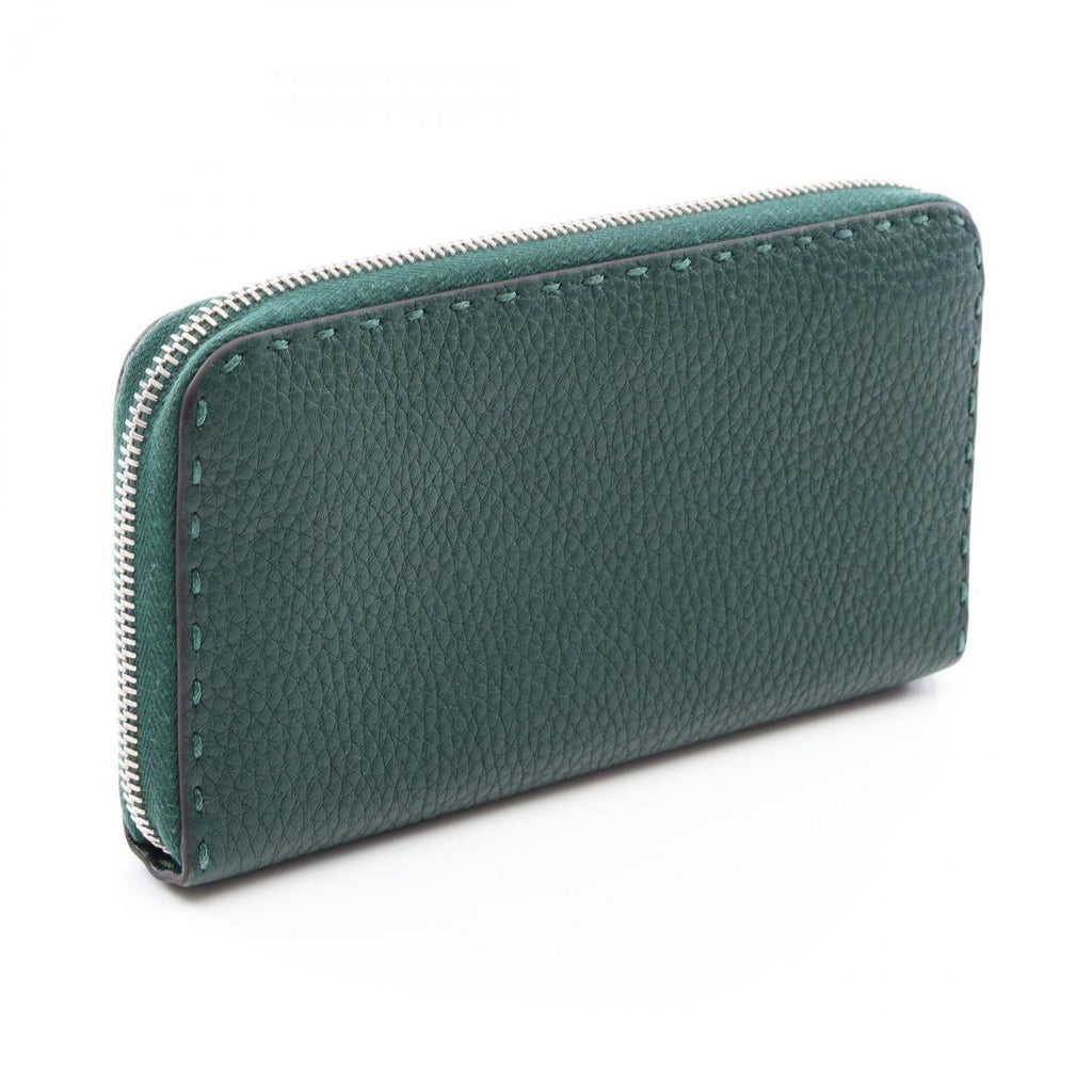 Fendi Round Length Wallet Selleria Green Leather — view 2