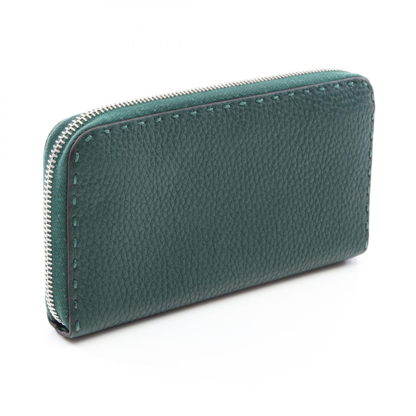 Fendi Round Length Wallet Selleria Green Leather — view 2